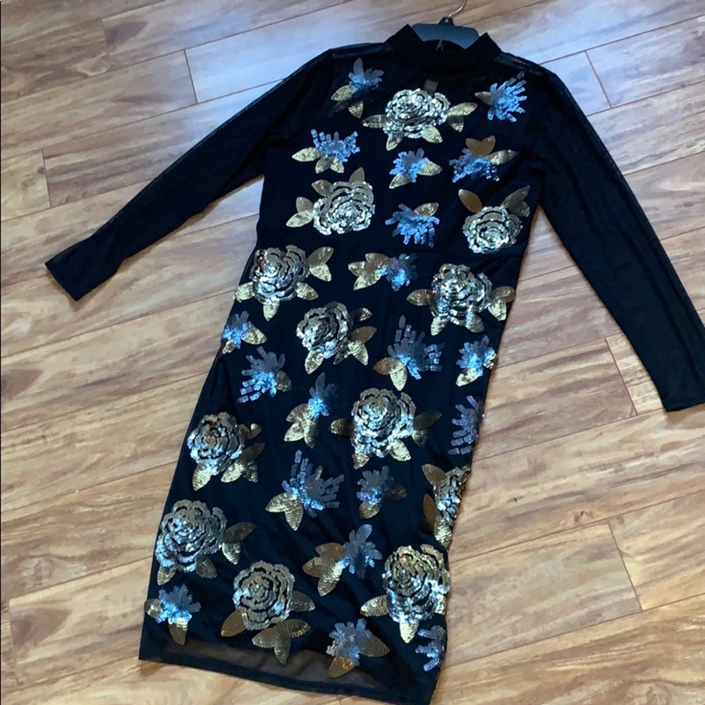 Black sequins formal dress
